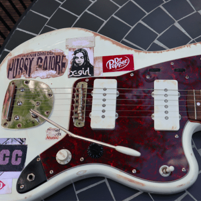 Squier Jazzmaster with beautiful relic and Thurston Moore vibe custom 1 off decals image 7