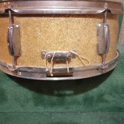 MICA (MIJ) "Swing Line" 5.5x14 Snare Drum (Made in Japan) 1960's - Gold Sparkle image 3