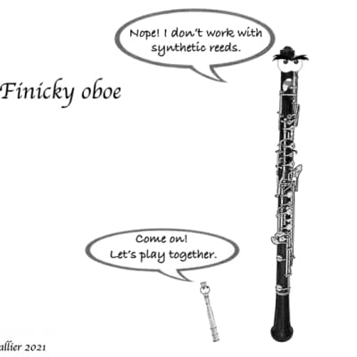 20 gouged and shaped canes for oboe - 10.5/11 - Glotin (made in France) + humor drawing print image 6