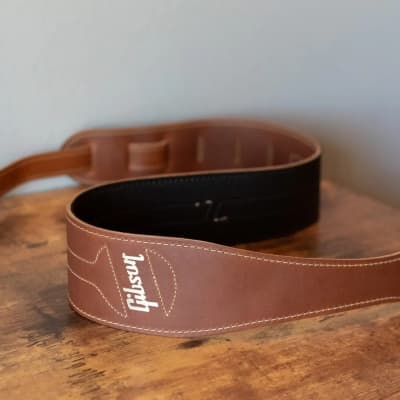 Gibson Classic Leather Guitar Strap Brown image 3