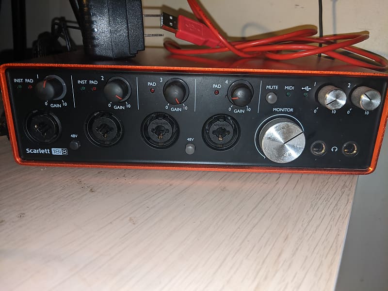 Focusrite 18i8 audio midi interface with preamps and line Reverb