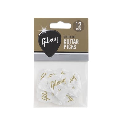 Gibson Celluloid Guitar Packs - 12 Pack - Medium- White for sale