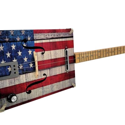 The "Star Spangled" 3-string Acoustic/Electric Cigar Box Guitar image 3