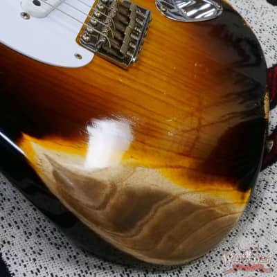 Fender Custom Shop Limited Edition 70th Anniversary 1954 Stratocaster Heavy Relic Wide Fade 2 Tone Sunburst 7.65 LBS image 9