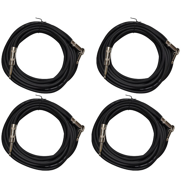 Seismic Audio SAGC20R-BLACK-4PACK Straight to Right-Angle 1/4" TS Guitar/Instrument Cables - 20" (4-Pack) image 1