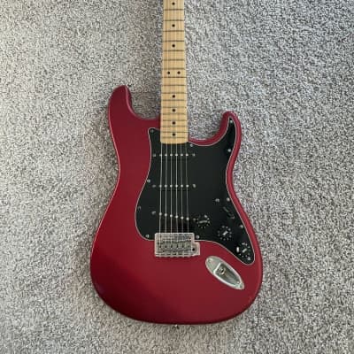 Fender Standard Stratocaster Satin 2002 MIM Metallic Red Maple Neck Guitar for sale