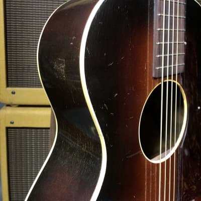 Unbranded Parlor Acoustic Guitar 1940's-1950's Sunburst image 6