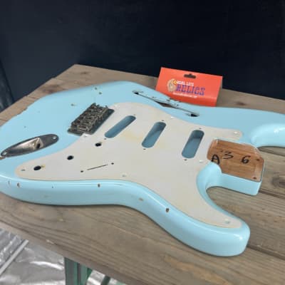 Real Life Relics Thinline F Hole Strat® Stratocaster® Body Aged Sonic Blue image 2