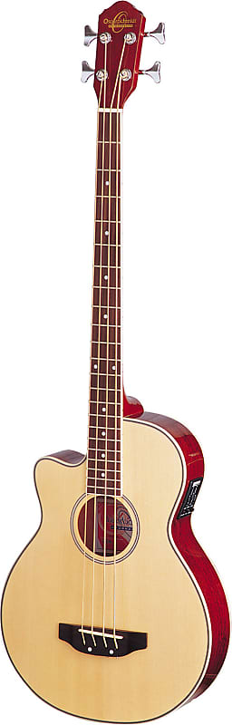 Oscar Schmidt OB100NLH Spruce Top Mahogany Neck 4-String Acoustic-Electric Bass Guitar w/Gig Bag For Left Handed Players image 1