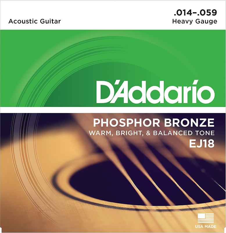 2 Sets D'Addario EJ18 Phosphor Bronze Acoustic Guitar Strings Heavy 14-59 image 1