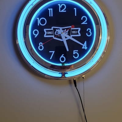 Guild Guitars Dealer Style Double Neon White/White Light Up Clock Killer Cool Man Cave/Garage/Bar Item image 3