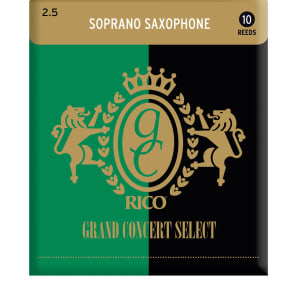 Rico RGC10SSX250 Grand Concert Select Soprano Saxophone Reeds - Strength 2.5 (10-Pack)