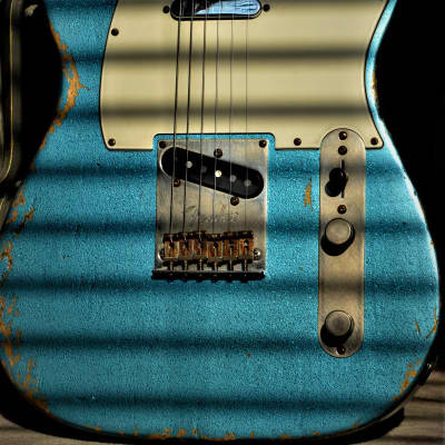 American Fender Custom Telecaster  Standard Relic Blue Sparkle image 3