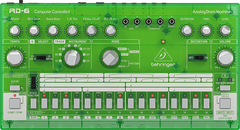 Behringer RD-6-LM Analog Drum Machine - Lime Translucent image 1