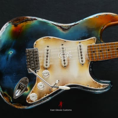 Fender Stratocaster Galaxy Blue Heavy Aged Relic by East Gloves Customs (Very Rare) image 3