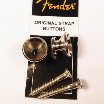 Genuine Fender Original Vintage Style Guitar Strap Buttons - NICKEL, Pair image 1