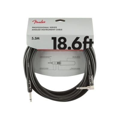 Fender Professional Series 18.6Ft Angle Straight Black Guitar Cable for sale
