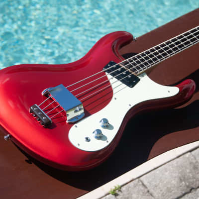 Classic 1990's Mosrite  Ventures Model '64 Vintage Reissue Bass - Candy Apple Red - Made In Japan image 3