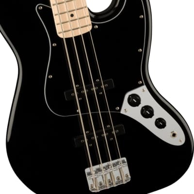 Squier Affinity Series Jazz Bass, Maple Fingerboard, Black Pickguard, Black image 4