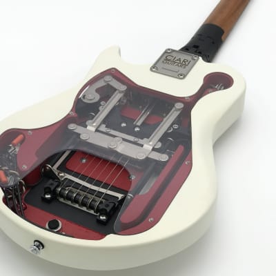 Travel Guitar Ciari  Custom Shop - Satin White/Red , Natural Neck image 3