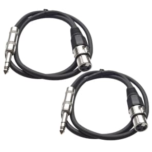 Seismic Audio SATRXL-F3-BLACKBLACK 1/4" TRS Male to XLR Female Patch Cables - 3' (2-Pack)