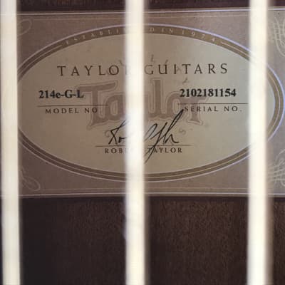 Taylor 214e-GL 2011 Natural Left Handed Acoustic Guitar & Gig Bag image 3
