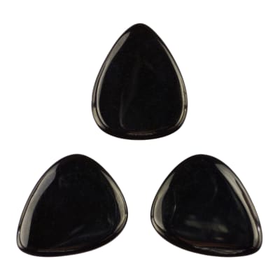 Black Obsidian Volcanic Glass Stone Guitar Pick - Specialty Handmade Exotic Plectrum - 3 Pack New