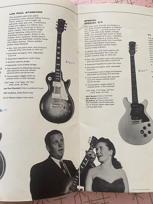 ORIGINAL Gibson Catalog 1960 Les Paul Standard Burst Custom Reverb
