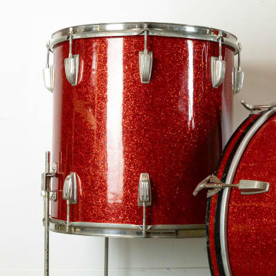 1950s WFL Red Glass Glitter 14x20 9x13 and 16x16 Drum Set image 6