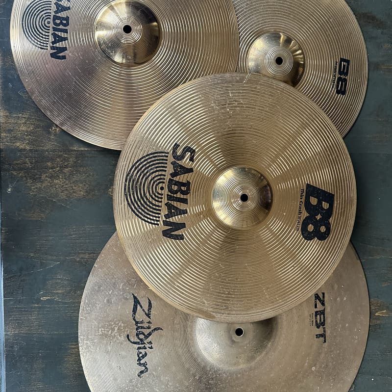 Cymbal Pack Hats, Crash, and Ride Cymbal Pack 14” B8 hats, Reverb