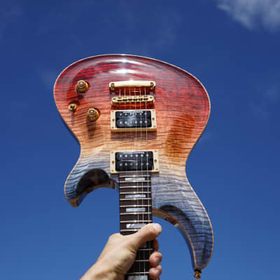 ESP Custom Shop Mystique Custom NT FM Blue Red Fade Burst 6-String Electric Guitar (NOS) w/ Case image 4