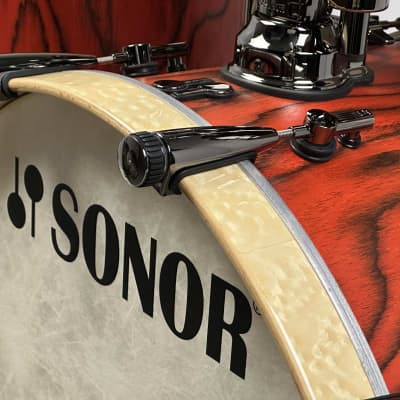 Sonor 22/10/12/15" SQ2 Medium Beech Drum Set - Fiery Red w/ Black Chrome Hardware image 5