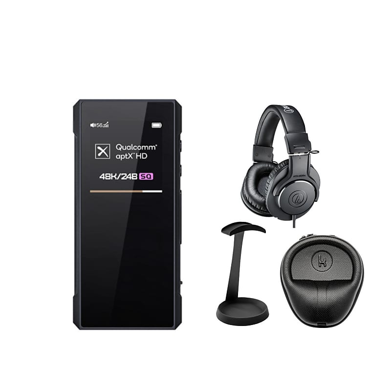 FiiO BTR7 Headphone Amp Bluetooth Receiver with Lightning data cable for  Phone/PC/Car/Home Audio Bundle with Monitor Headphones, Headphone Stand and 