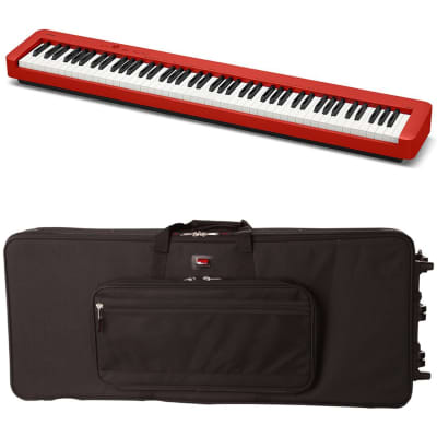 Casio CDP-S160 88-Key Digital Piano Keyboard with Scaled Hammer Action, Red w/ Soft Case