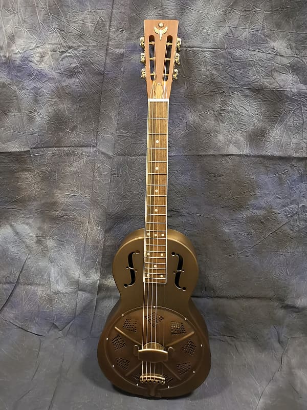 Minolian Parlour Resonator Guitar - Brass Body - 'Antique' Copper Finish image 1