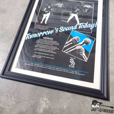 Astatic Blue Line Pro Series "Tomorrow's Sound Today" Framed Vintage Microphone Advertisement (1984) image 2