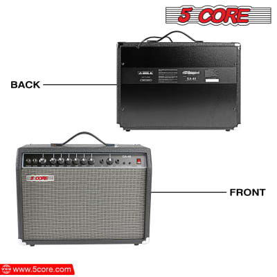 5 Core Electric Guitar Amplifier 40W Solid State Mini Bass Amp w 8” 4-Ohm Speaker EQ Controls Drive Delay ¼” Microphone Input Aux in & Headphone Jack for Studio & Stage for Studio & Stage- GA 40 BLK image 3