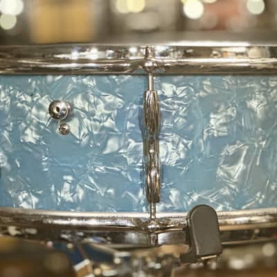 Premier Royal Ace 5,5" x 14" Vintage Snare Drum - Light Blue Pearl image 4