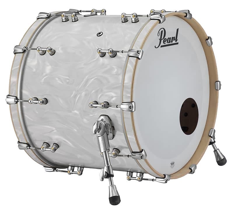 Pearl Music City Custom Reference Pure 24x18 Bass Drum W/ Mount WHITE SATIN MOIR image 1