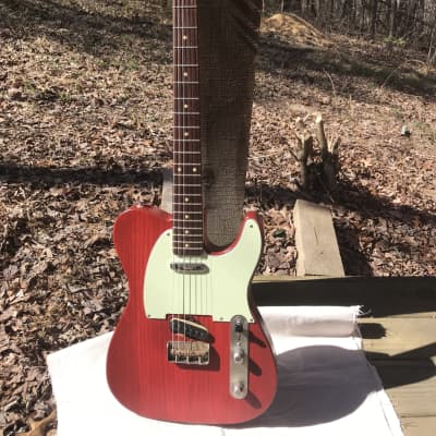 Slow Train Guitars Pinecaster partscaster with Cavalier Pickups and Warmoth neck Bell Buckle Red image 2