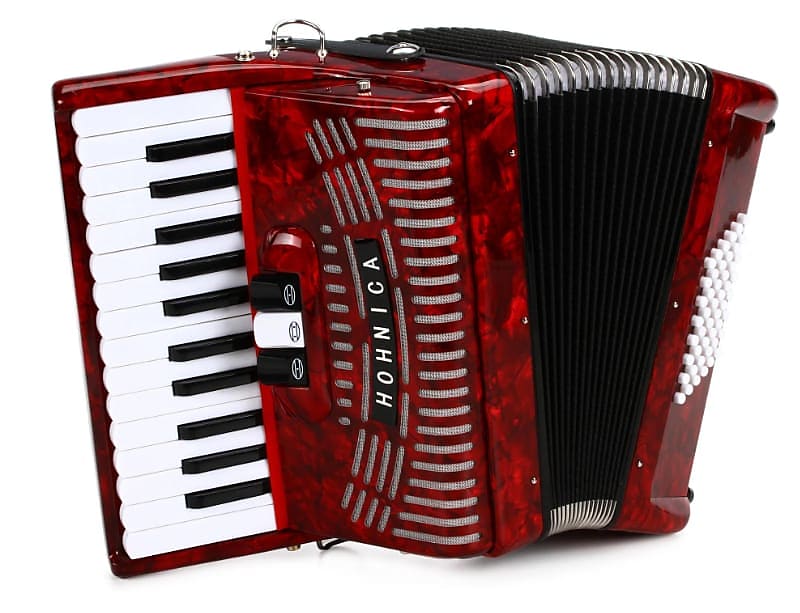 Hohner 1304-Red 48 Bass Entry Level Piano Accordion w/ Gigbag & Strap in Pearl Red Finish image 1