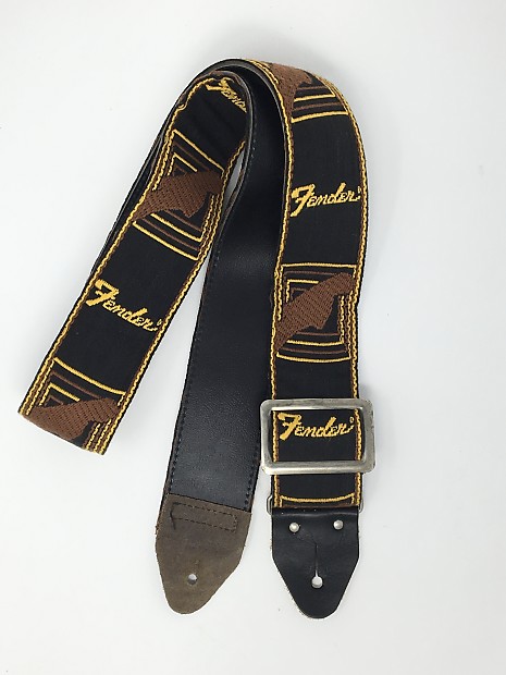 Fender 70's Vintage embroidered guitar strap 70's Black / Brown / yellow image 1