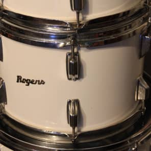 Vintage 1974 Rogers 5-Piece Rogers Drum Kit w/ Rogers Hardware- White image 3