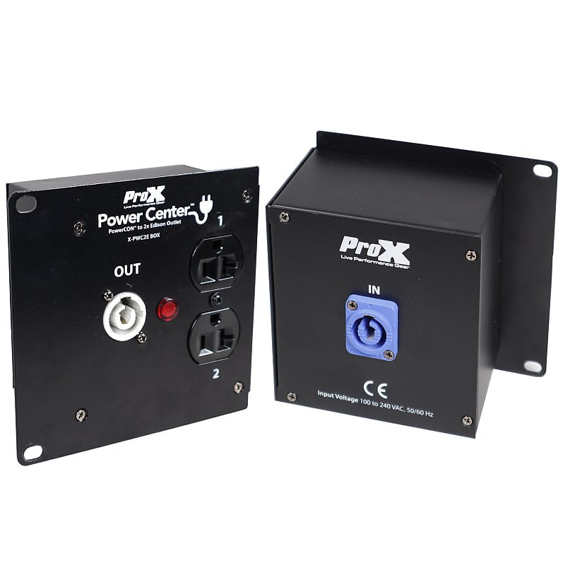 Pro X PowerCON Compatible to 2X Edison Power Outlet Box 20A In/Out Rack Mountable image 1