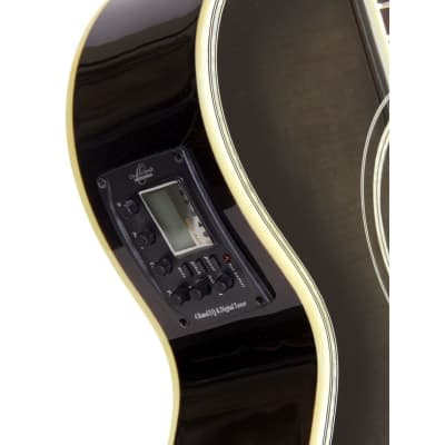Oscar Schmidt OG10CEFTB Concert Cutaway Acoustic Electric Guitar, Flame Transparent Black image 5