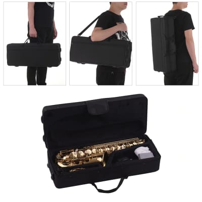 Eb Alto Saxophone Sax Brass Lacquered Gold 802 Key Type with Padded Case Gig Bag & Accessories image 2