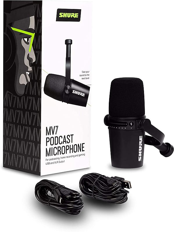 Shure MV7 Podcast Dynamic Microphone w/ USB & XLR - Black - MV7-K-U image 1