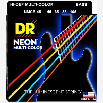 DR Strings NMCB-45 Hi-Def Neon Multi-Color Bass Strings image 1