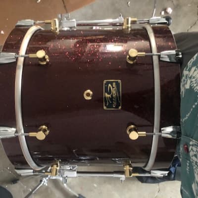 Canopus RFM 12 x 15 Bass Drum Merlot Glass Glitter w/ Lift & Case