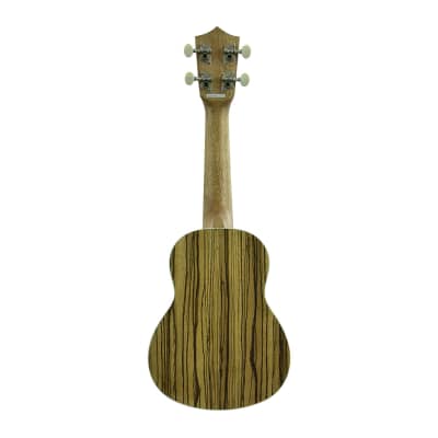 J&D Guitars Soprano Ukulele - Zebra Wood Top & Body by CNZ Audio image 2